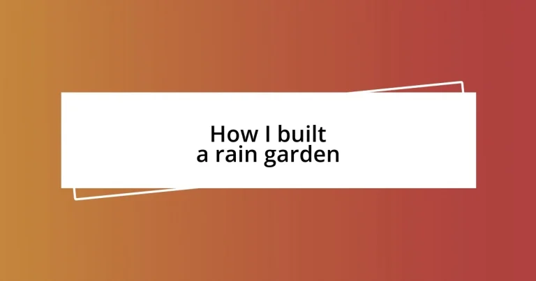 How I built a rain garden