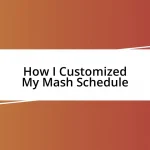 How I Customized My Mash Schedule