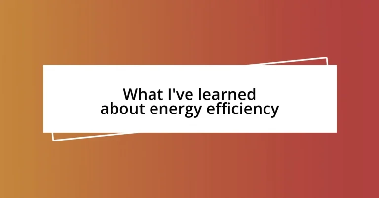 What I’ve learned about energy efficiency