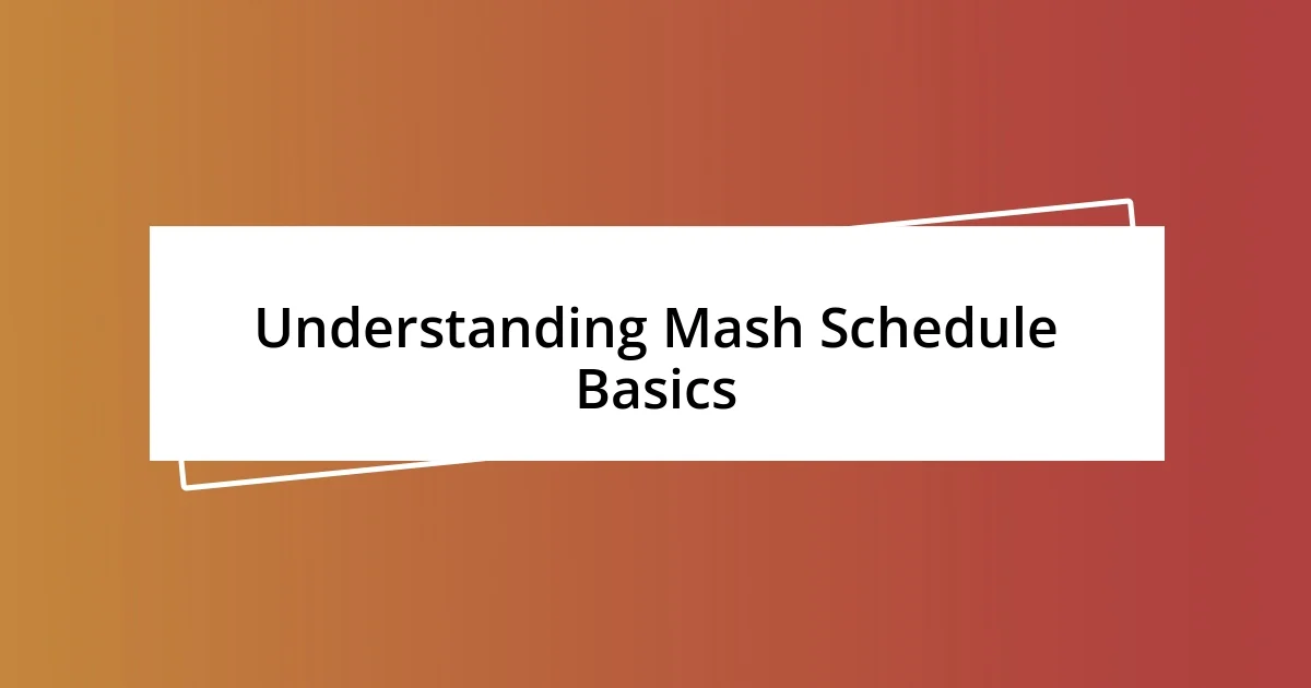 Understanding Mash Schedule Basics