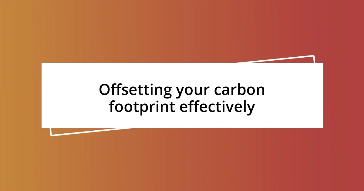 Offsetting your carbon footprint effectively